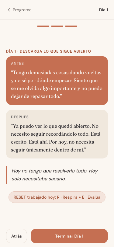 Antes / Después de cada cierre