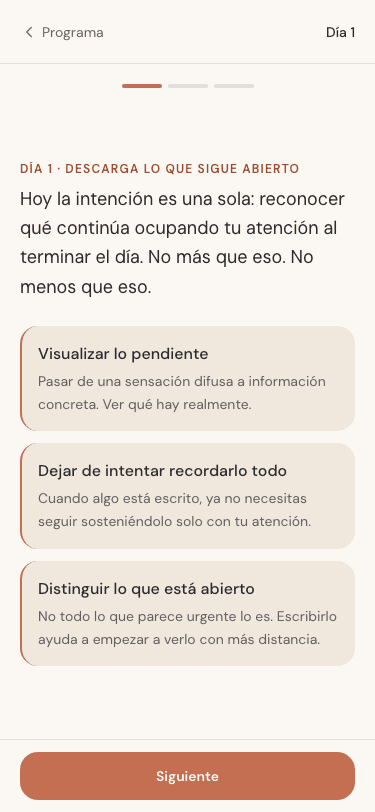 Tu día 1 · Descarga lo que sigue abierto